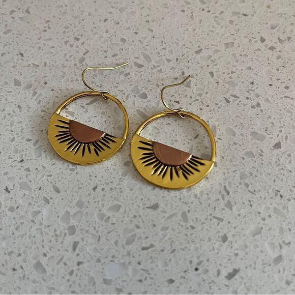 Vintage Sunrise Sun Drop Dangle Earrings Retro - Picture 7 of 10